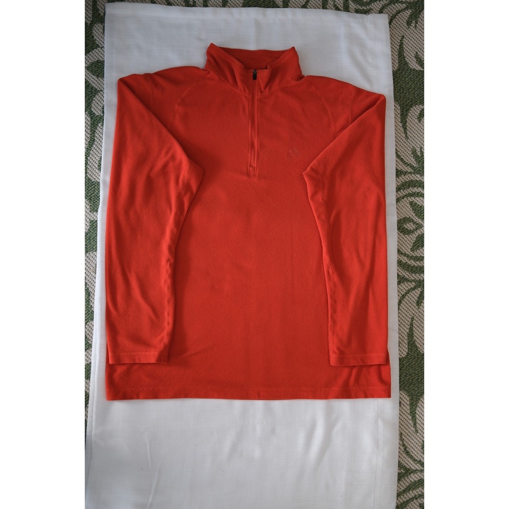 Nike ACG Mens Large Orange Waffle Knit Quarter Zip Pullover Thermal Mock Neck